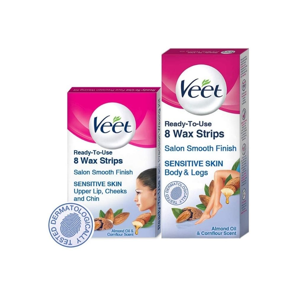 Veet Cold Wax Strips Sensitive Body + Free Face Cold Wax 